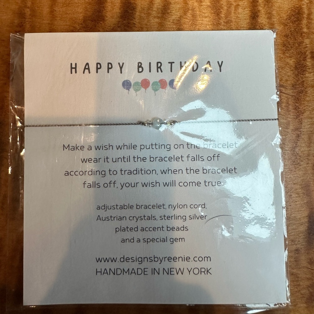 Happy birthday necklace in aquamarine